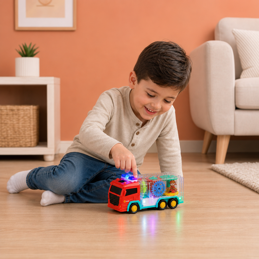 Interactive Fire Truck Toy with Colorful Moving Gears