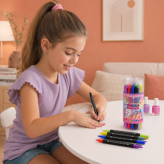 12-Color Dual-Tip Nail Art Pen Set – Fine Detail & Creative Designs