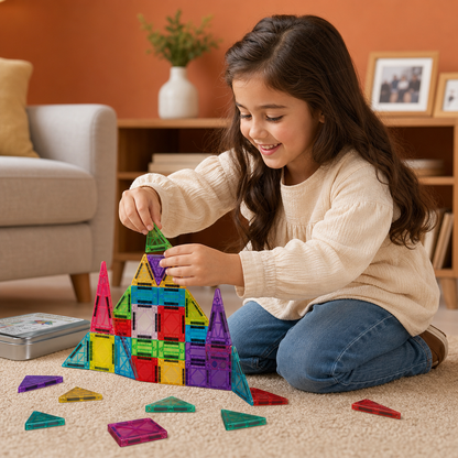 Magnetic Building Blocks Set for Kids – Travel-Friendly Storage Tin