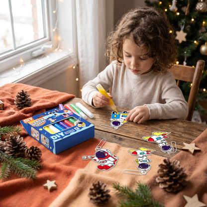 DIY Christmas No-Bake Glue Painting Ornament Craft Kit for Kids