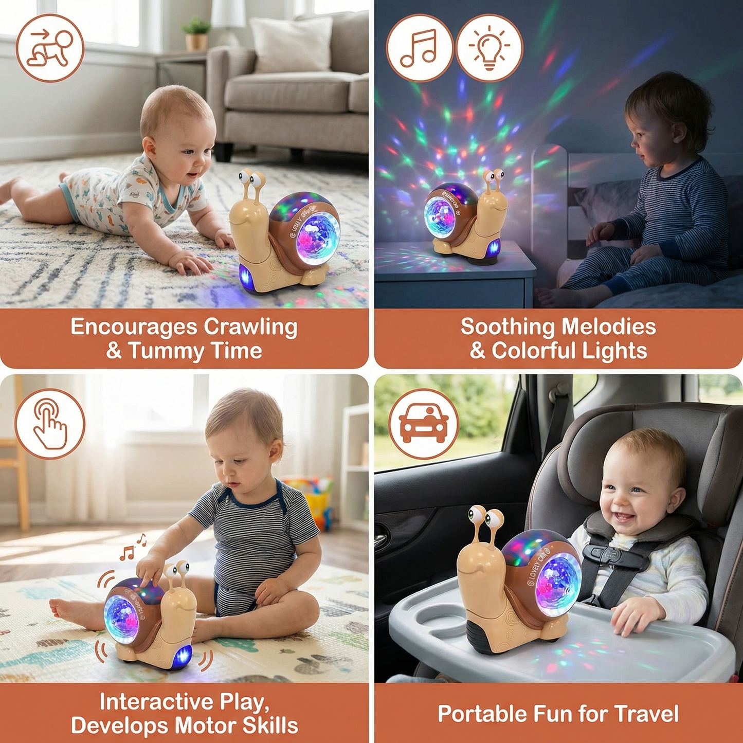 Glowing and Music-Playing Snail Crawling Toy
