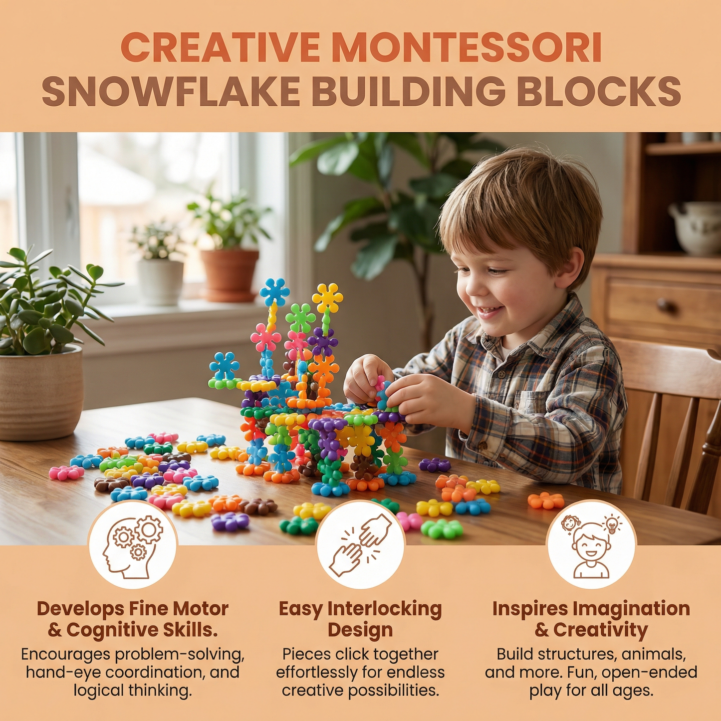 Creative Montessori Snowflake Building Blocks