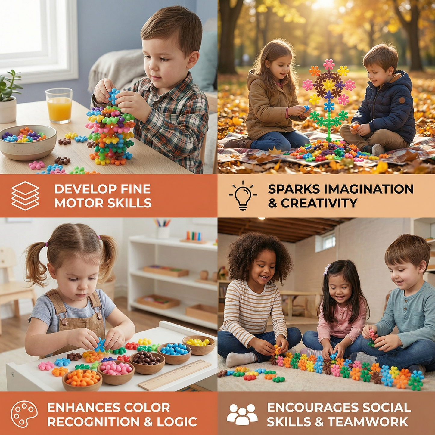 Creative Montessori Snowflake Building Blocks