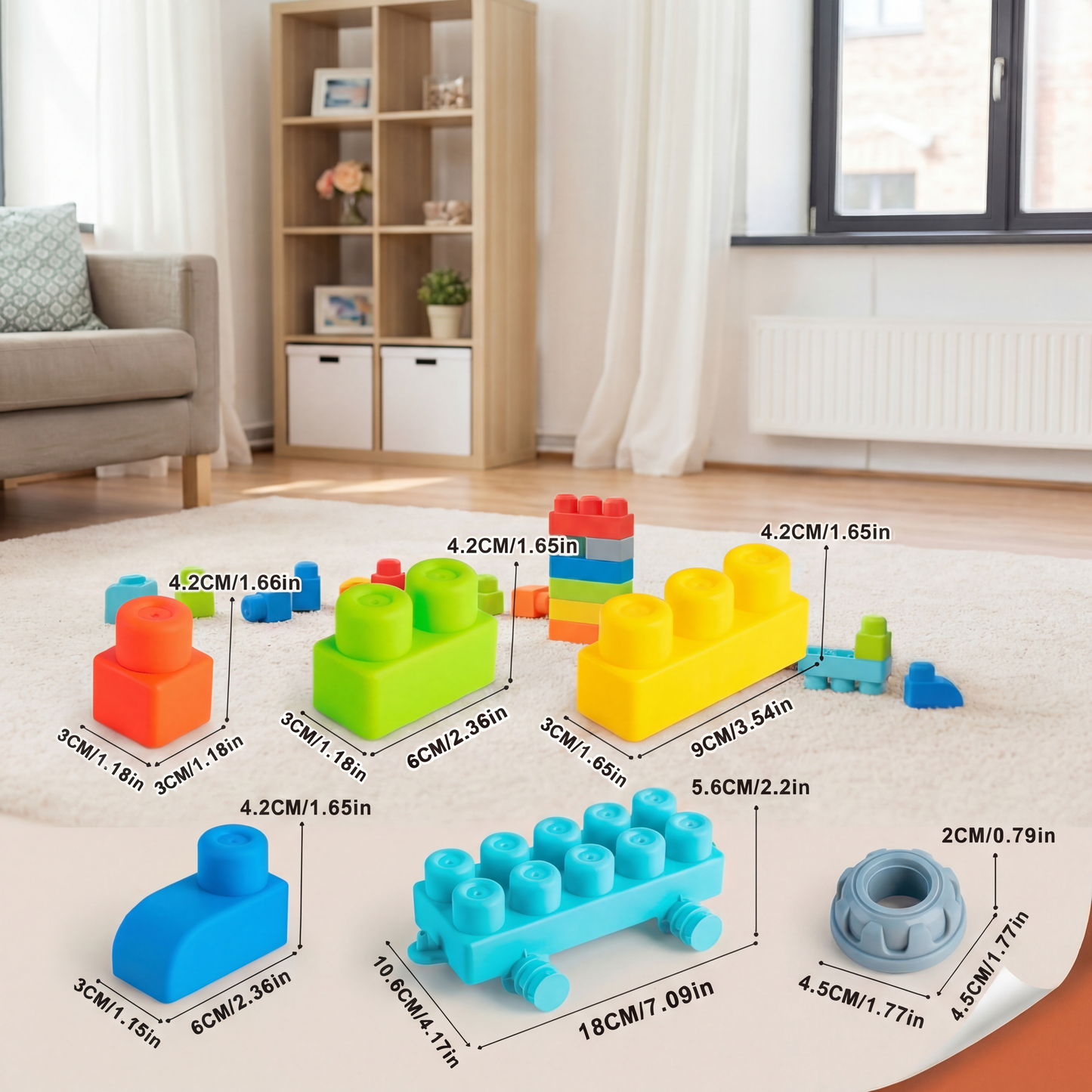 Children's Safe Rubber Building Blocks for Early Learning