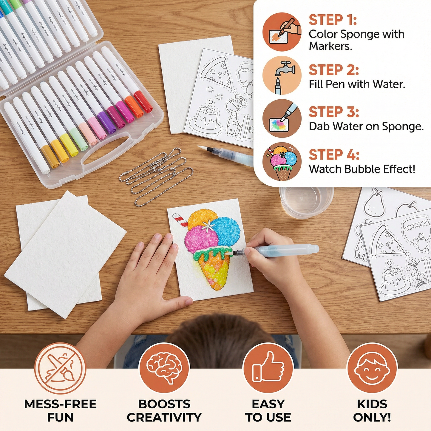 Creative Sponge Painting Art Set for Kids – DIY Bubble Effect Craft Kit