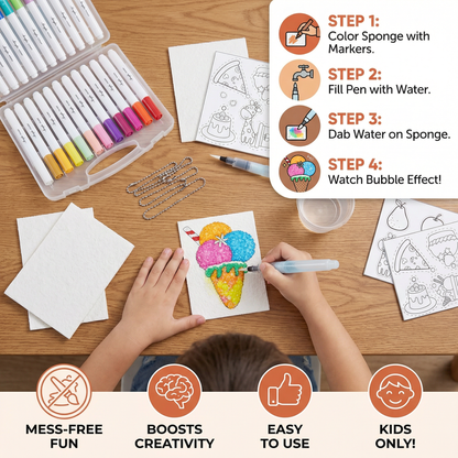 Creative Sponge Painting Art Set for Kids – DIY Bubble Effect Craft Kit