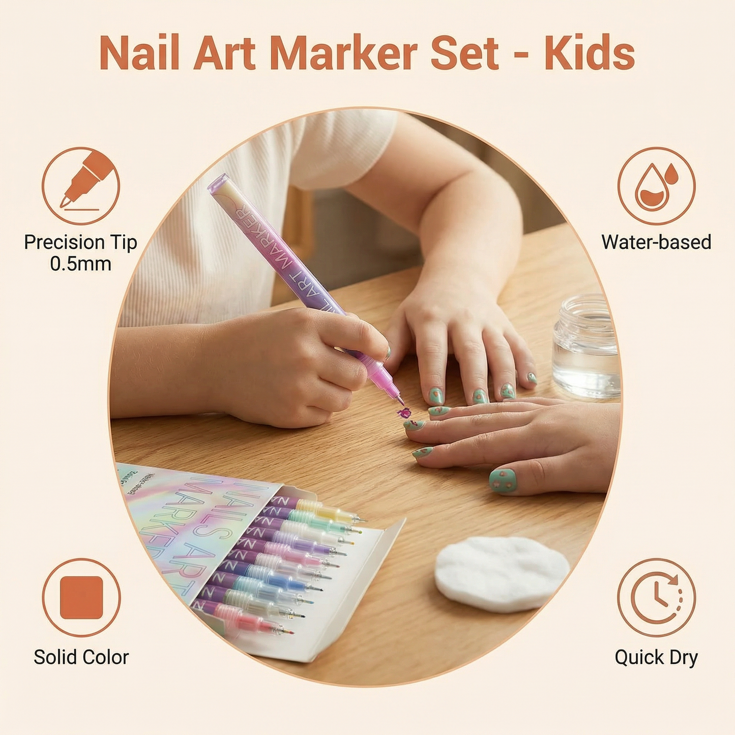 Nail Art Marker Set with Precision Tip – Acrylic Pens for Detailed Nail Designs