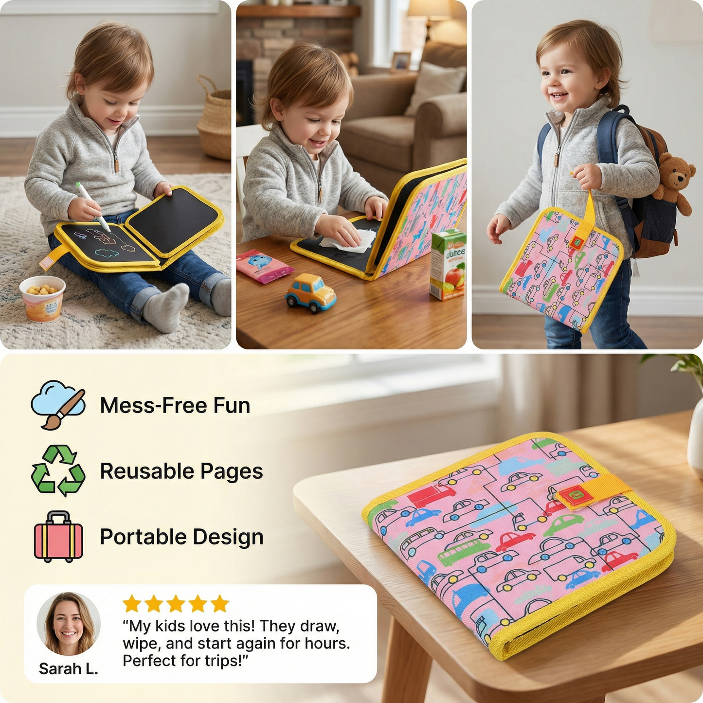 Portable Reusable Coloring Book for Children