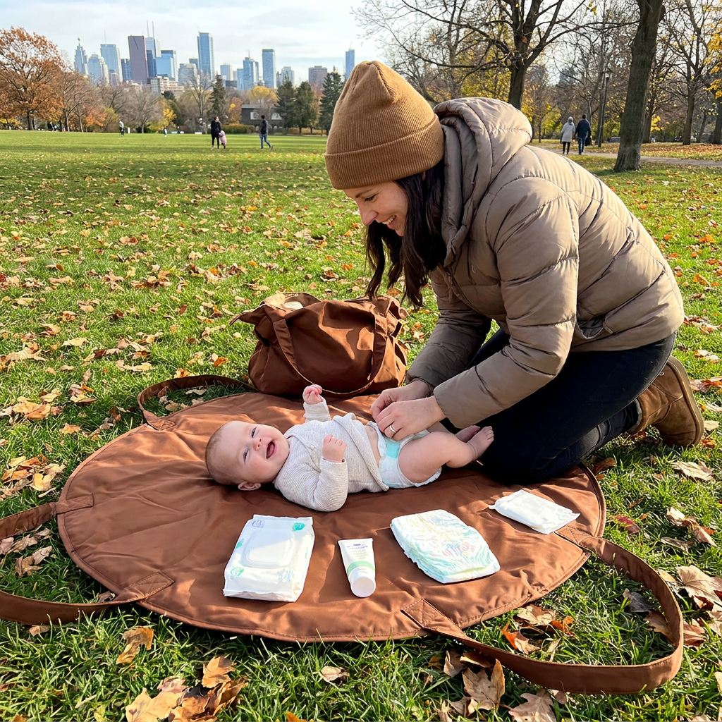 2-in-1 Folding Diaper Bag & Changing Mat – Lightweight & Spacious Travel Tote for Moms