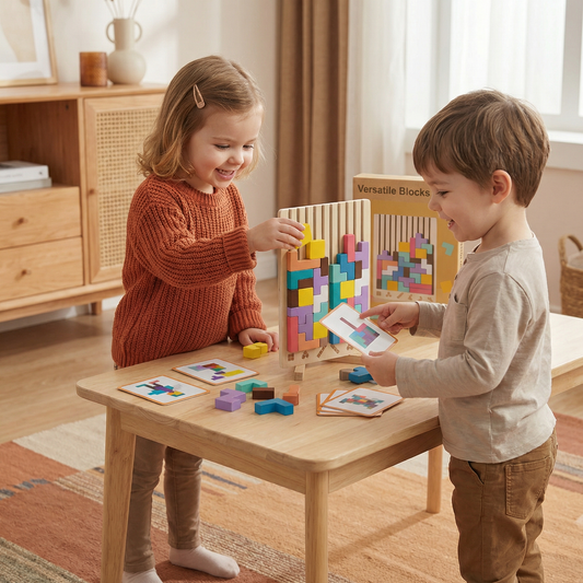 Montessori Wooden Building Blocks and Shapes Toy