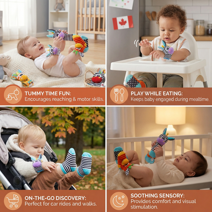 Sensory Baby Plush Socks and Bracelet