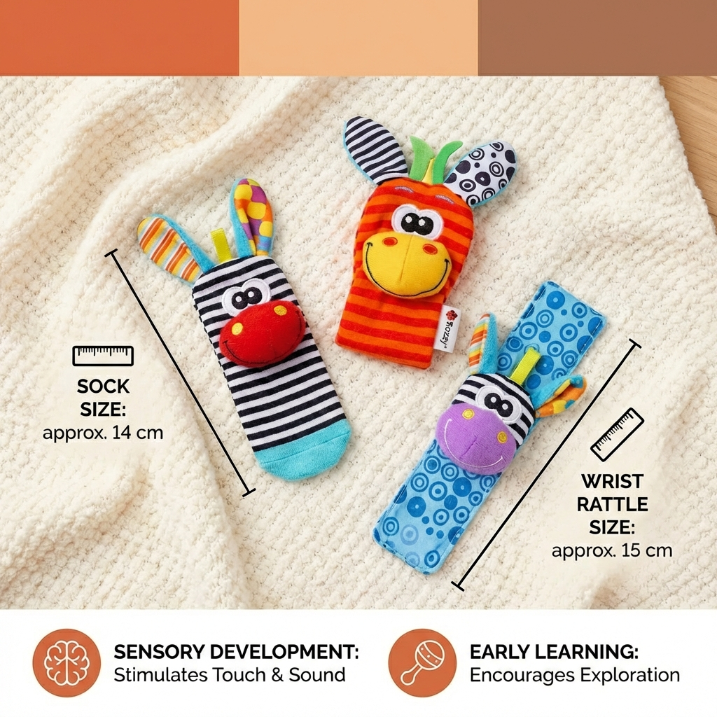 Sensory Baby Plush Socks and Bracelet