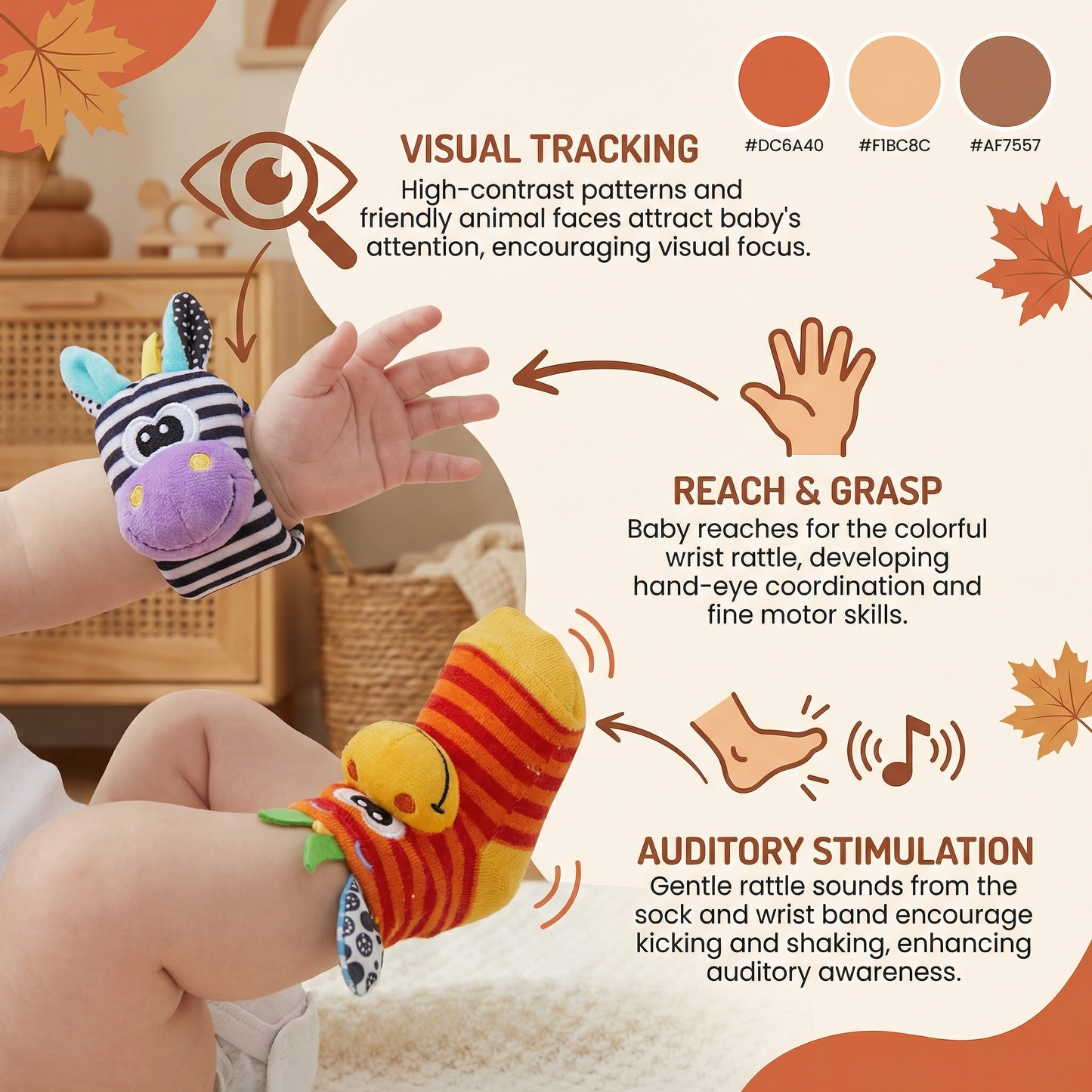 Sensory Baby Plush Socks and Bracelet