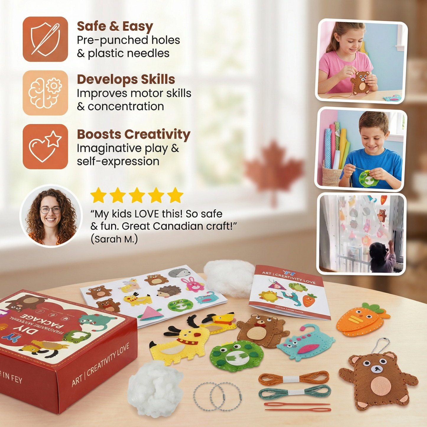 Safe Felt Animal Sewing Set for Kids