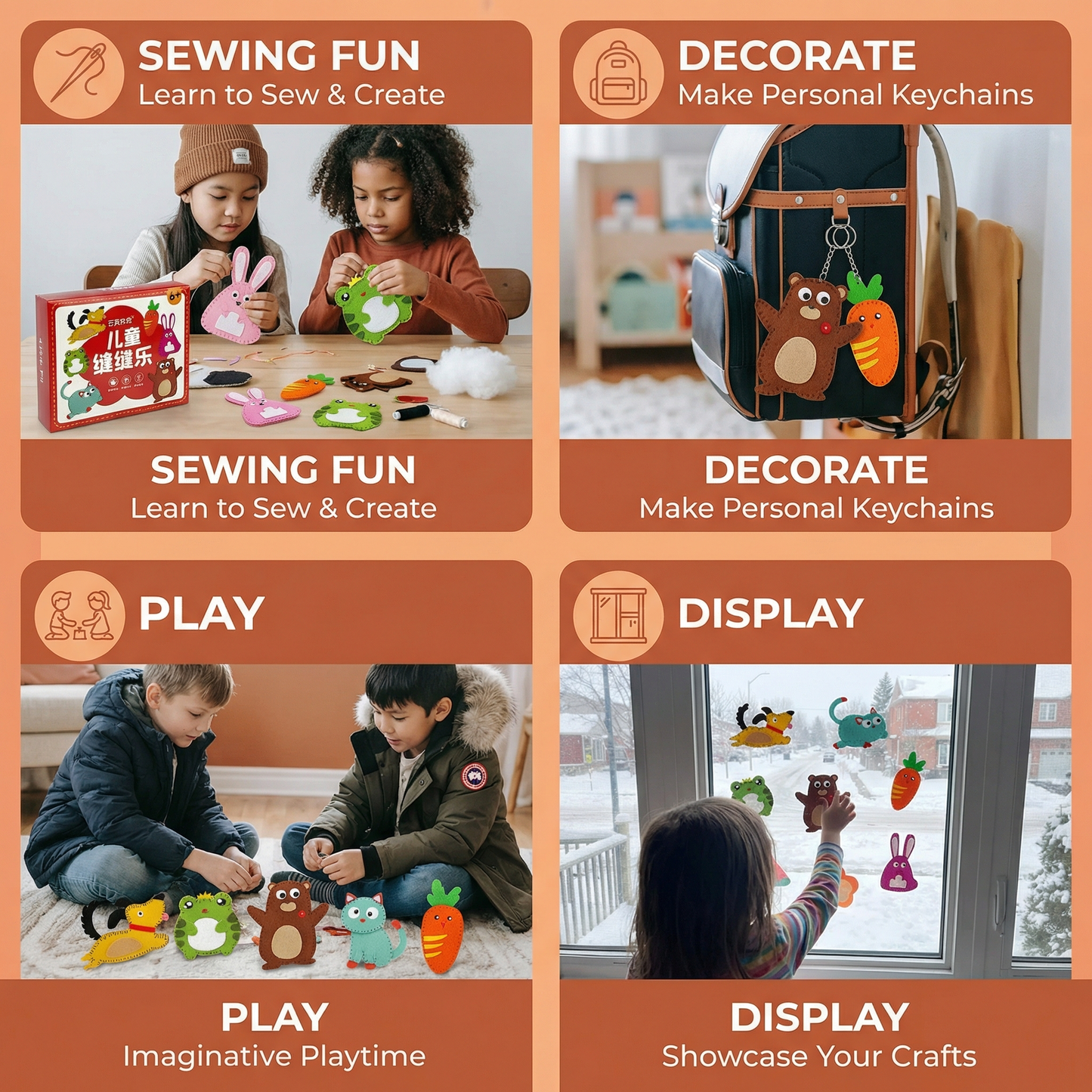 Safe Felt Animal Sewing Set for Kids