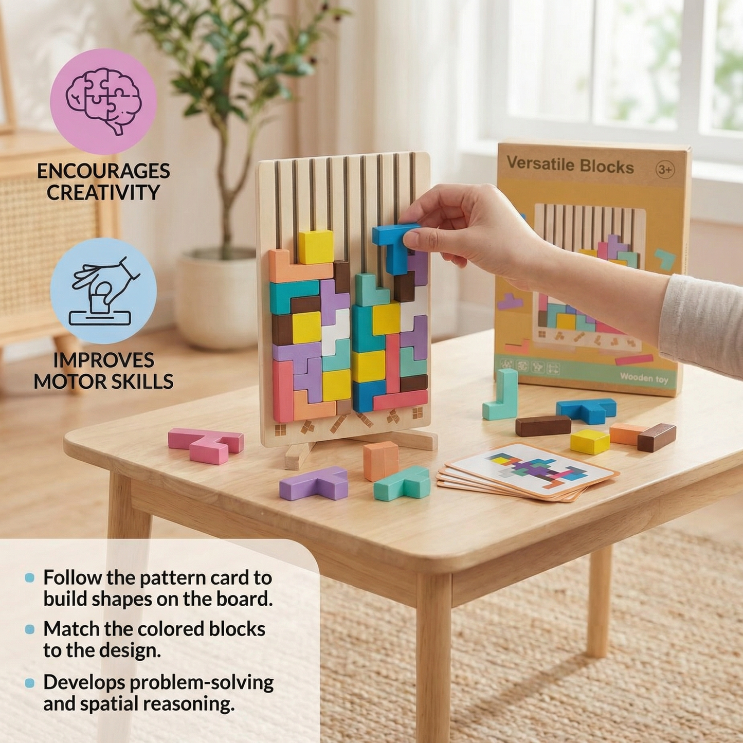 Montessori Wooden Building Blocks and Shapes Toy