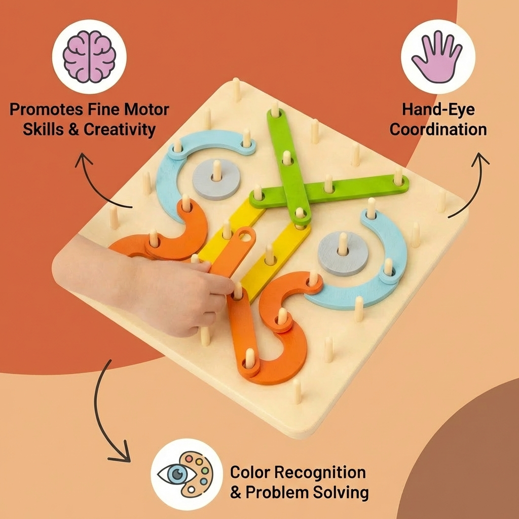 Creative Montessori Nail Puzzle Toy Made of Wood