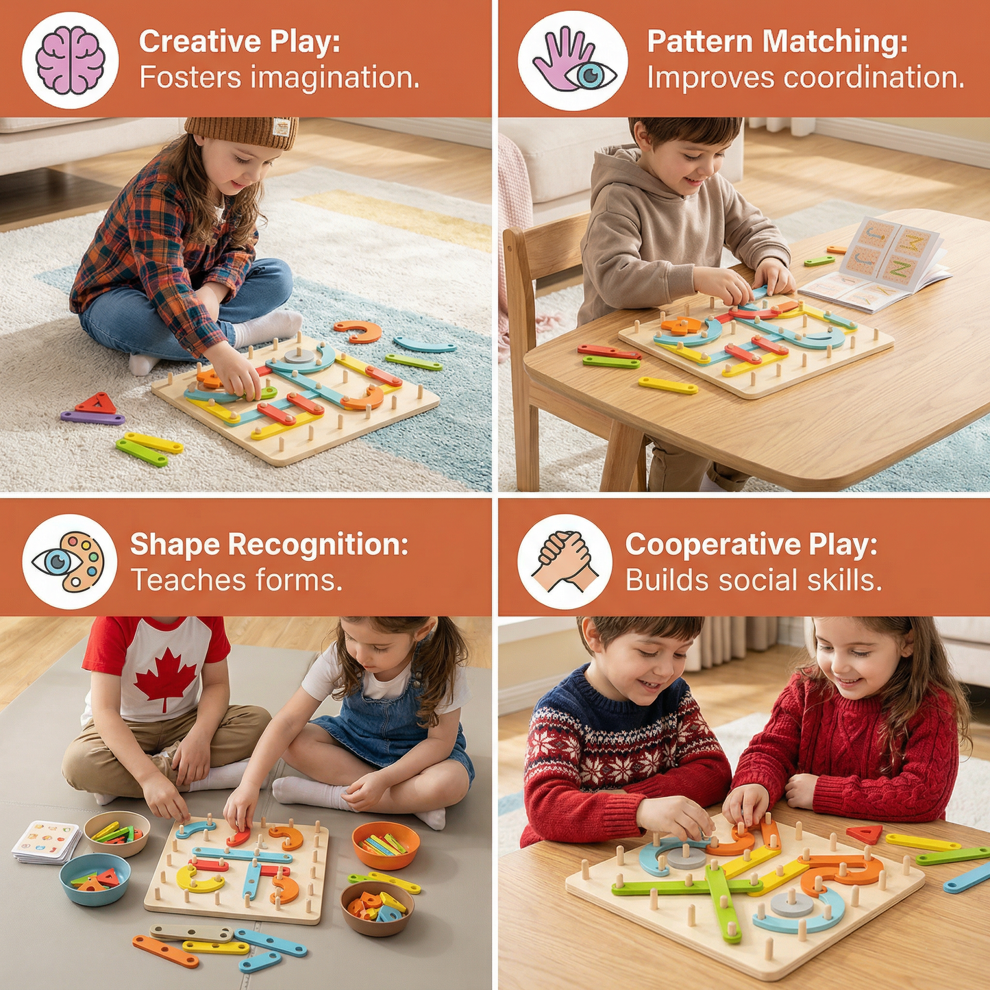 Creative Montessori Nail Puzzle Toy Made of Wood