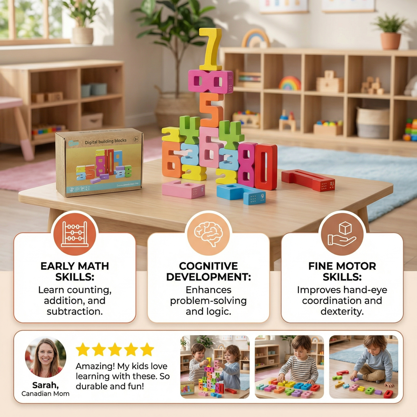 Educational Math and Number Learning Blocks