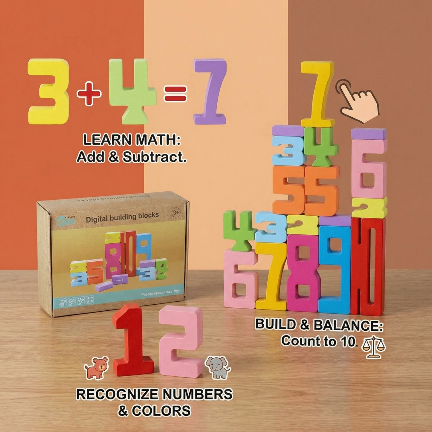 Educational Math and Number Learning Blocks