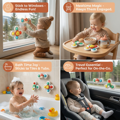 Cute Suction Cup Spinning Toy for Babies 3-Piece Set
