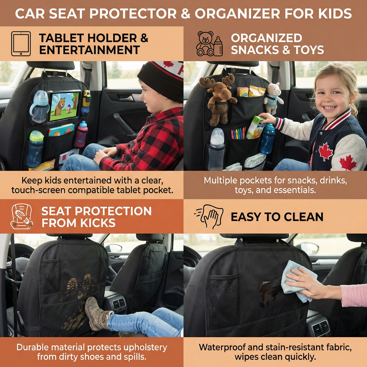 Car Seat Protector and Organizer for Kids