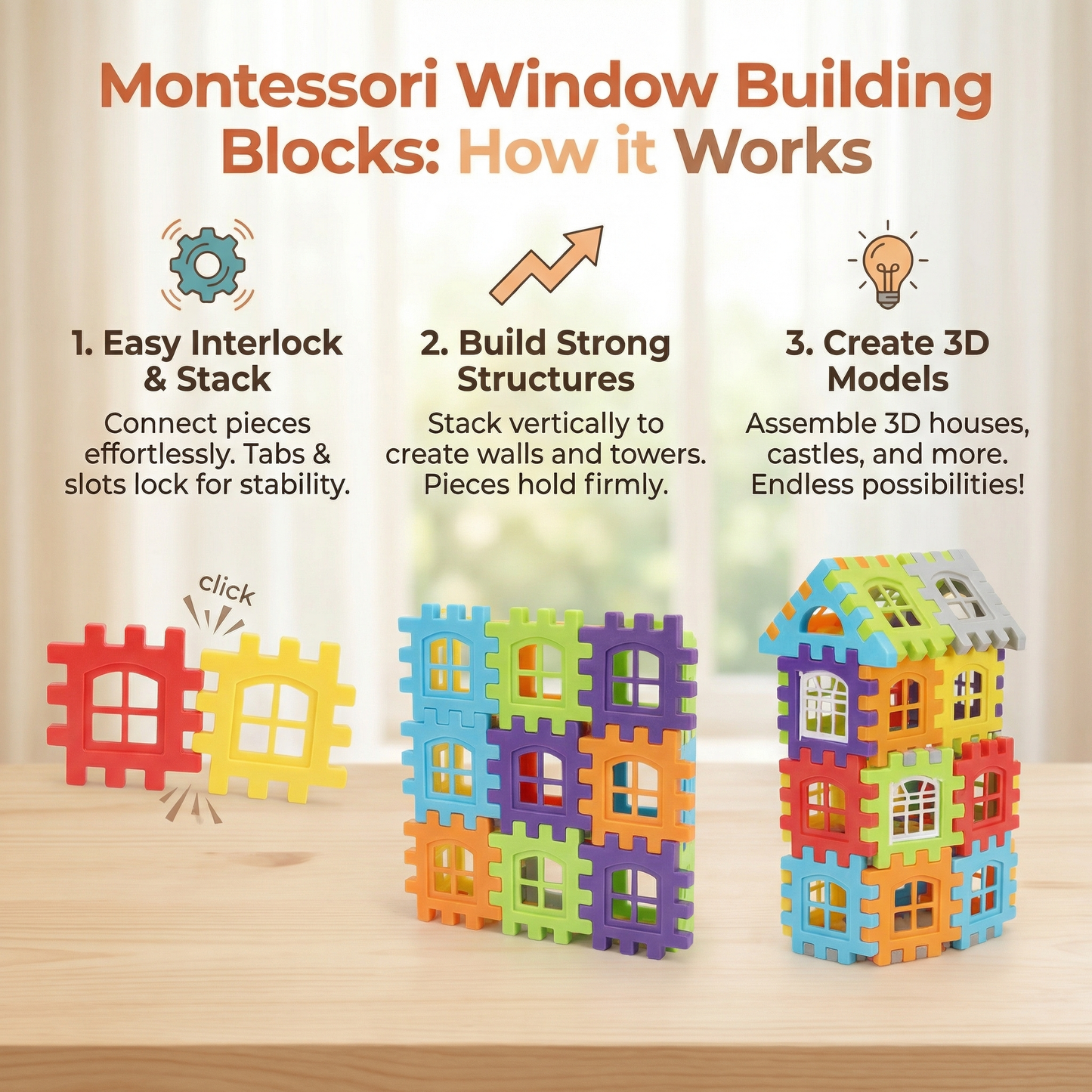 Montessori Window Building Blocks for Children