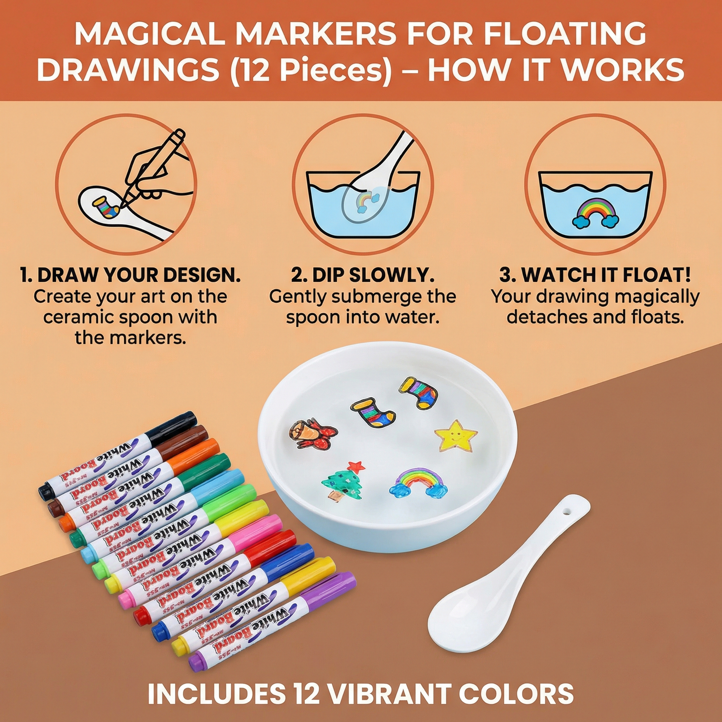 Magical Markers for Floating Drawings (12 Pieces)