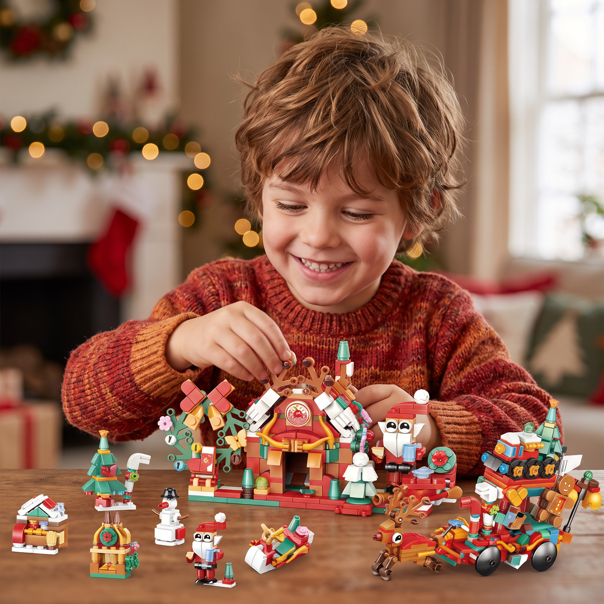 Christmas Village Building Blocks Advent Calendar for Kids