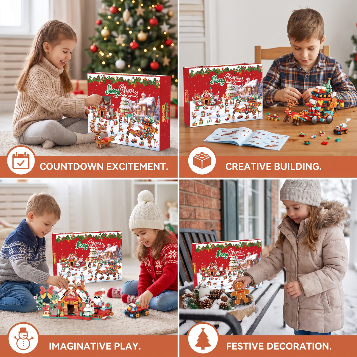 Christmas Village Building Blocks Advent Calendar for Kids