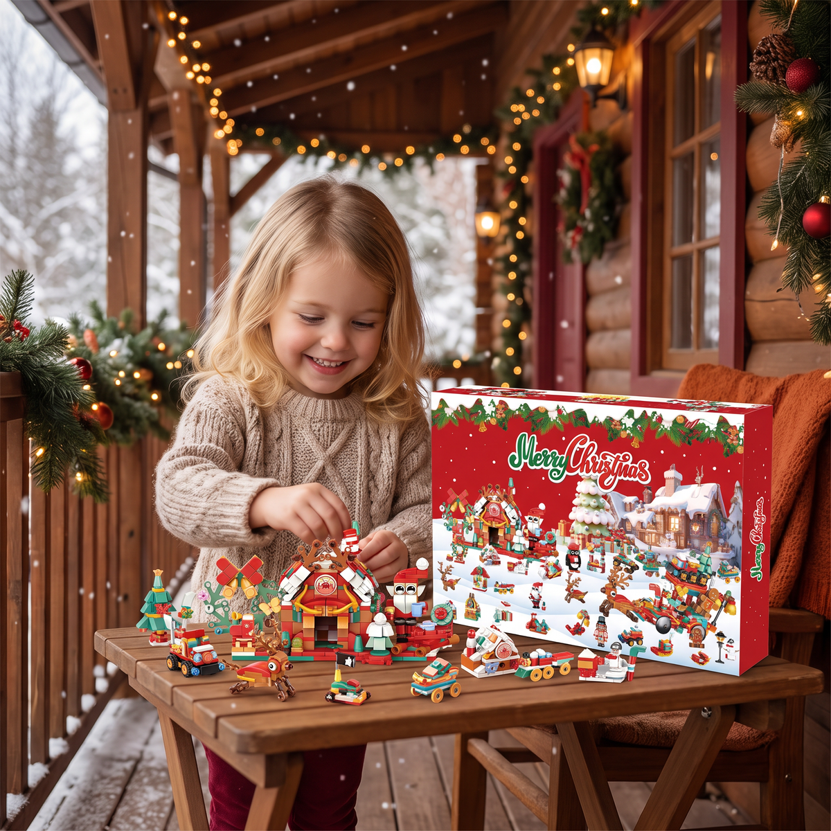 Christmas Village Building Blocks Advent Calendar for Kids
