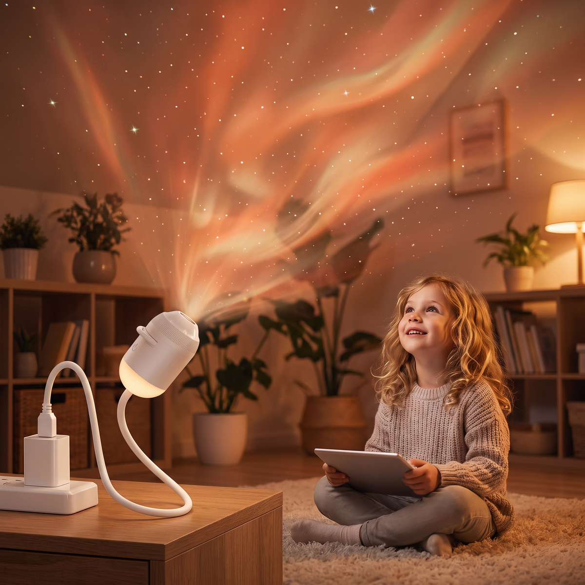 NightSky Dimmable USB Galaxy Projector with Stars & Aurora Effects