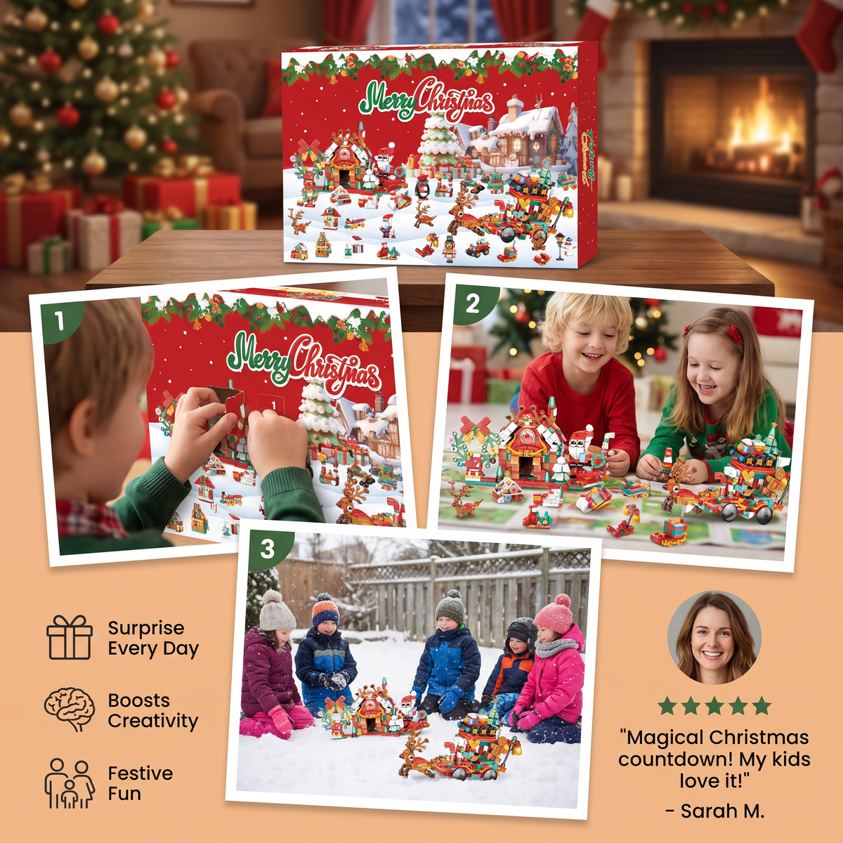 Christmas Village Building Blocks Advent Calendar for Kids