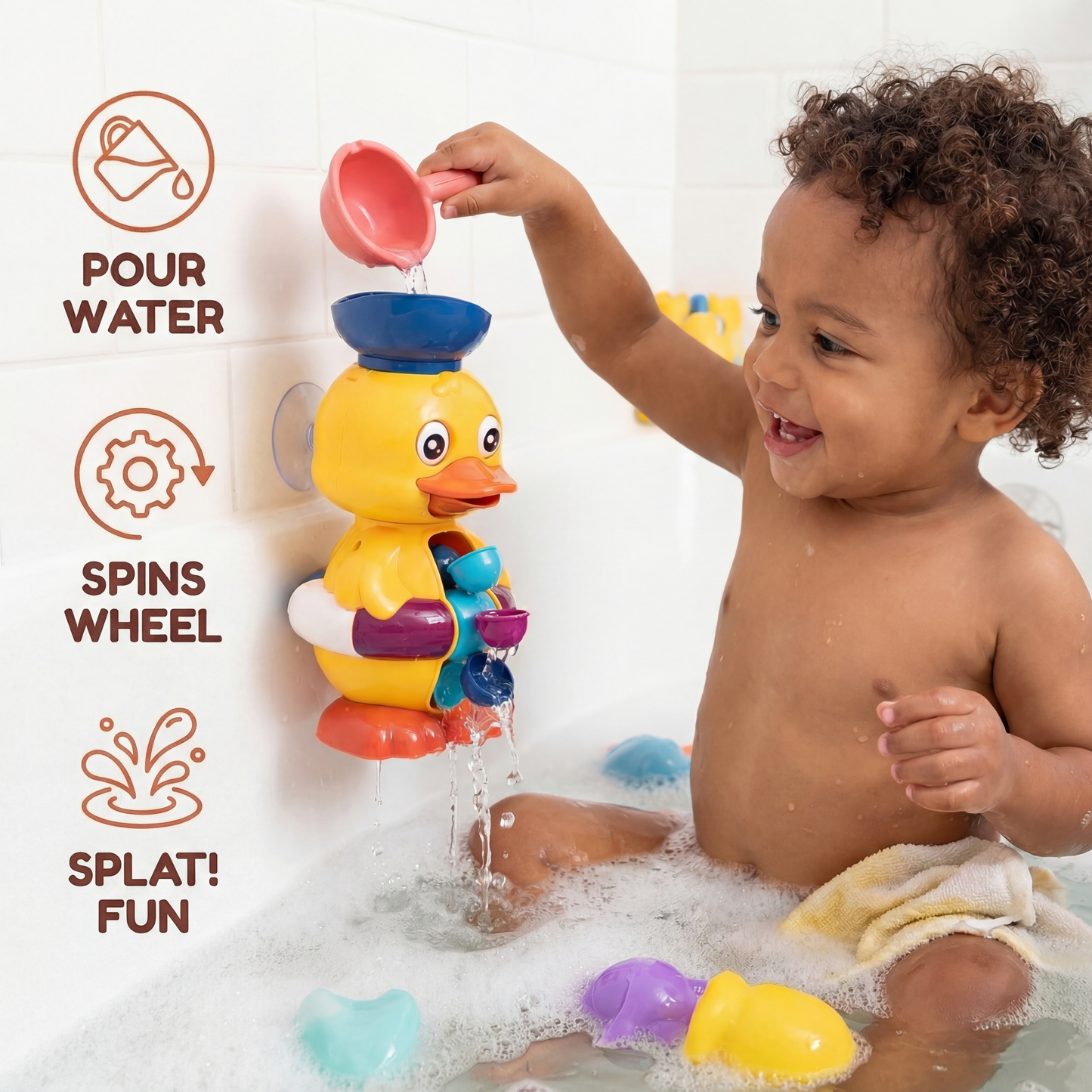 Water Wheel Rubber Duck Toy