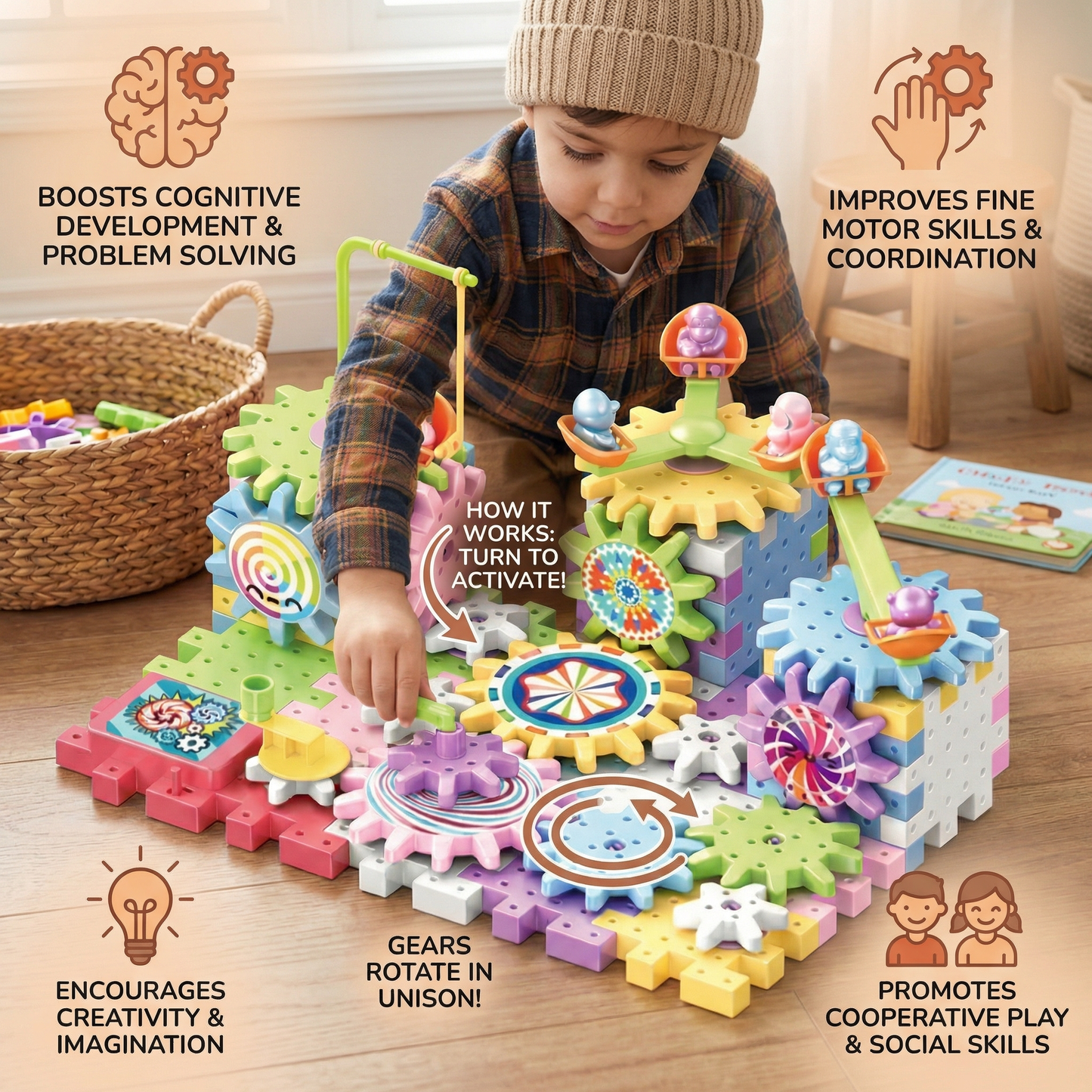 Rotating Montessori Gear Building Toy