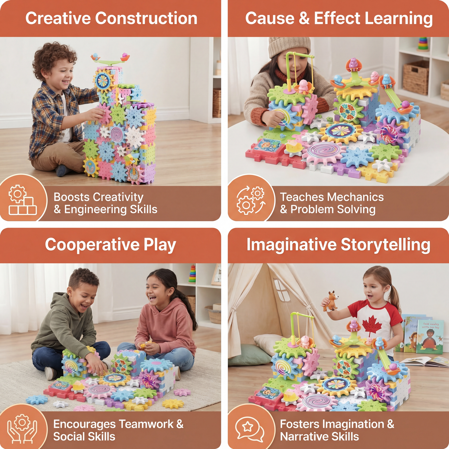 Rotating Montessori Gear Building Toy