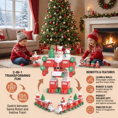 2-in-1 Transforming Christmas Train and Santa Claus Robot