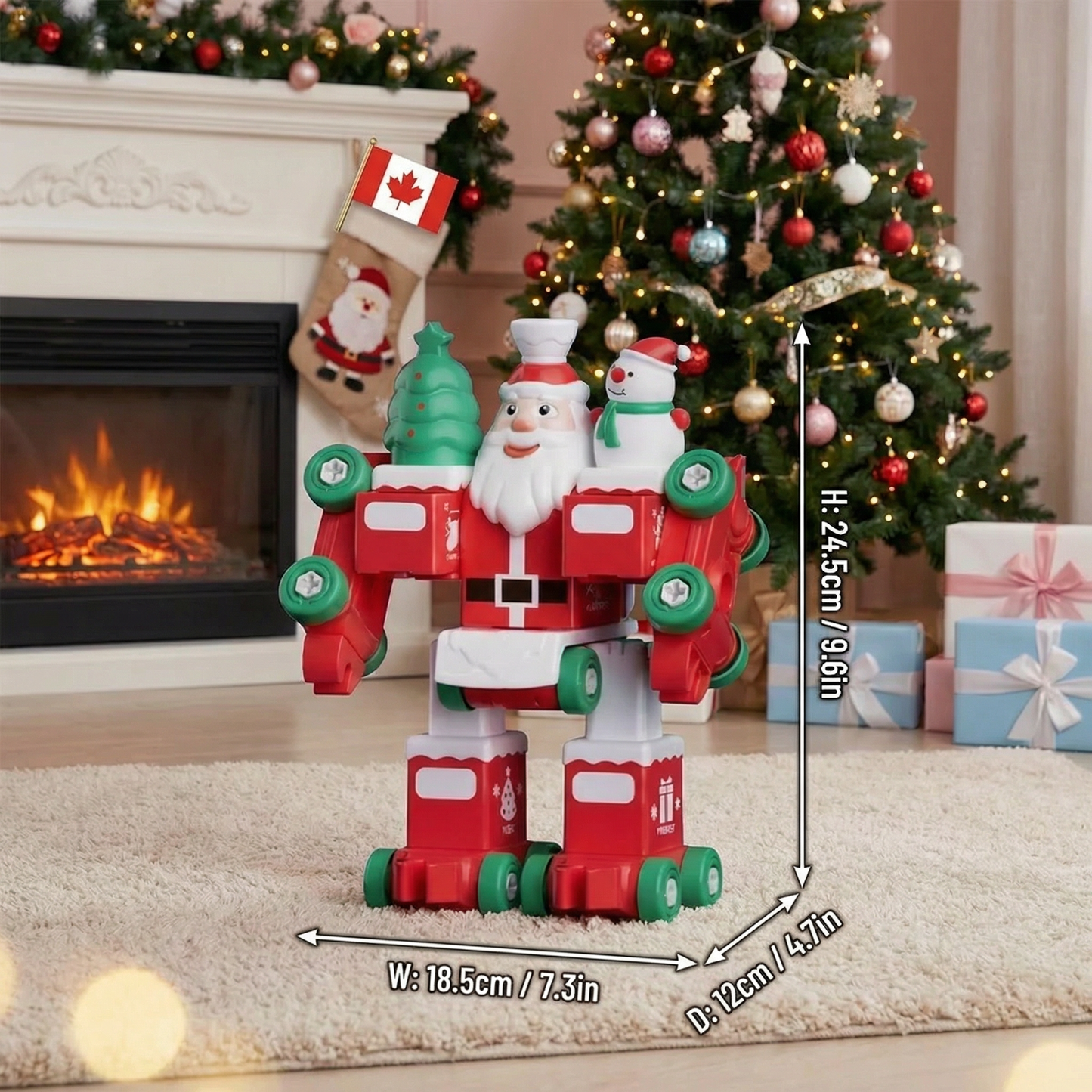 2-in-1 Transforming Christmas Train and Santa Claus Robot
