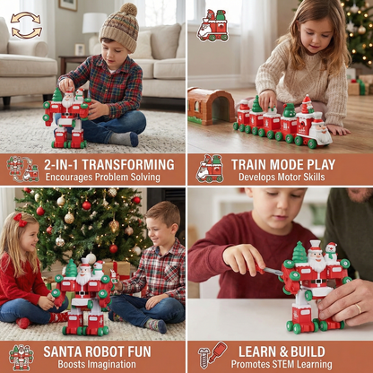 2-in-1 Transforming Christmas Train and Santa Claus Robot