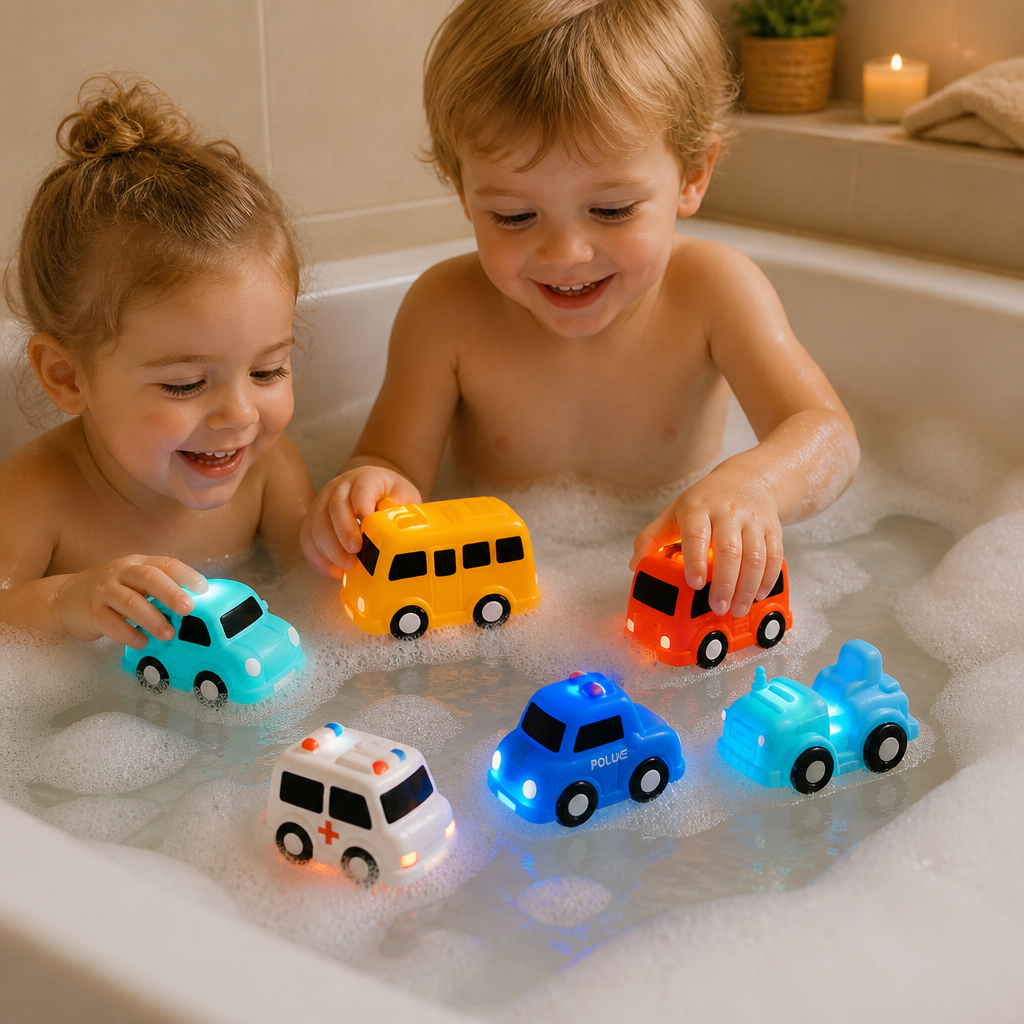 Light-Up Bath Toy Car Set – Water-Activated Baby Bath Toys