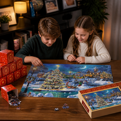 Christmas Jigsaw Puzzle Advent Calendar – 1008-Piece 24-Day Countdown Puzzle Set