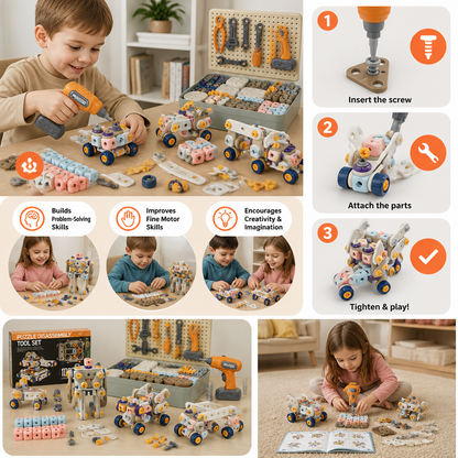 Kids’ DIY Tool Kit with Electric Drill – STEM Building Playset