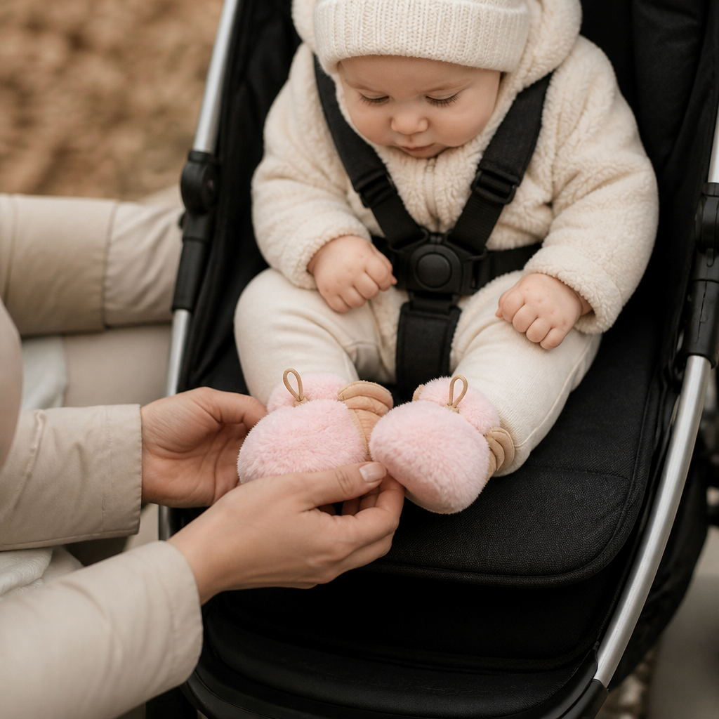 Warm & Cozy Fleece-Lined Cotton Baby Booties with Soft Soles