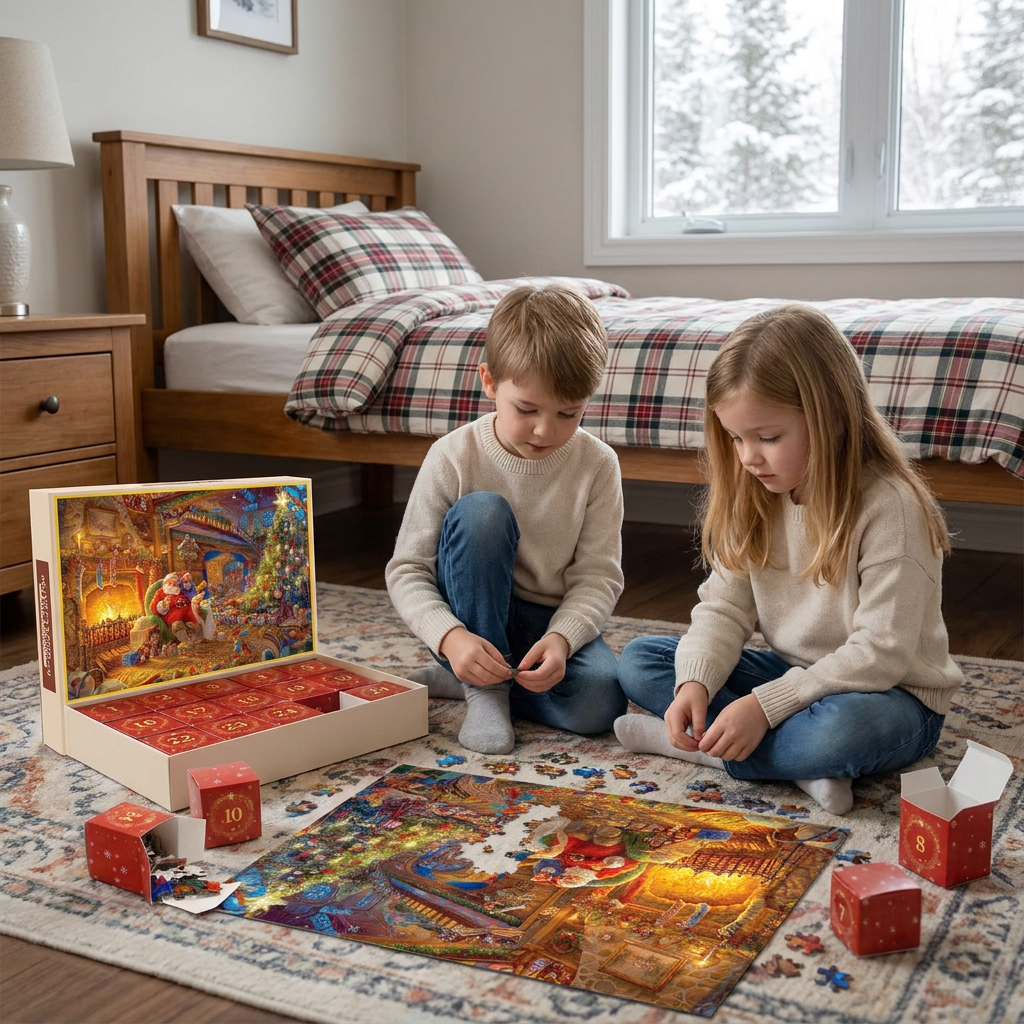 Christmas Jigsaw Puzzle Advent Calendar – 1008-Piece 24-Day Countdown Puzzle Set