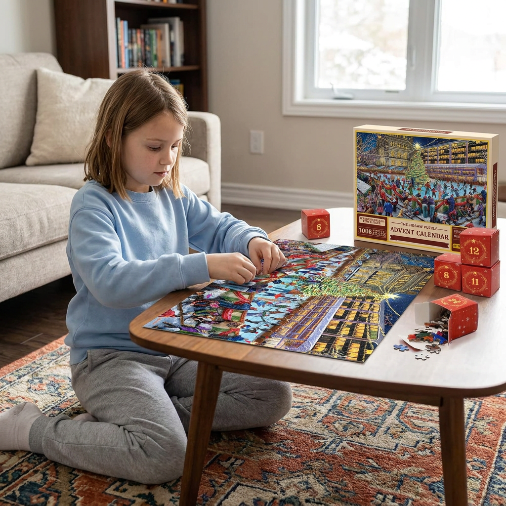 Christmas Jigsaw Puzzle Advent Calendar – 1008-Piece 24-Day Countdown Puzzle Set