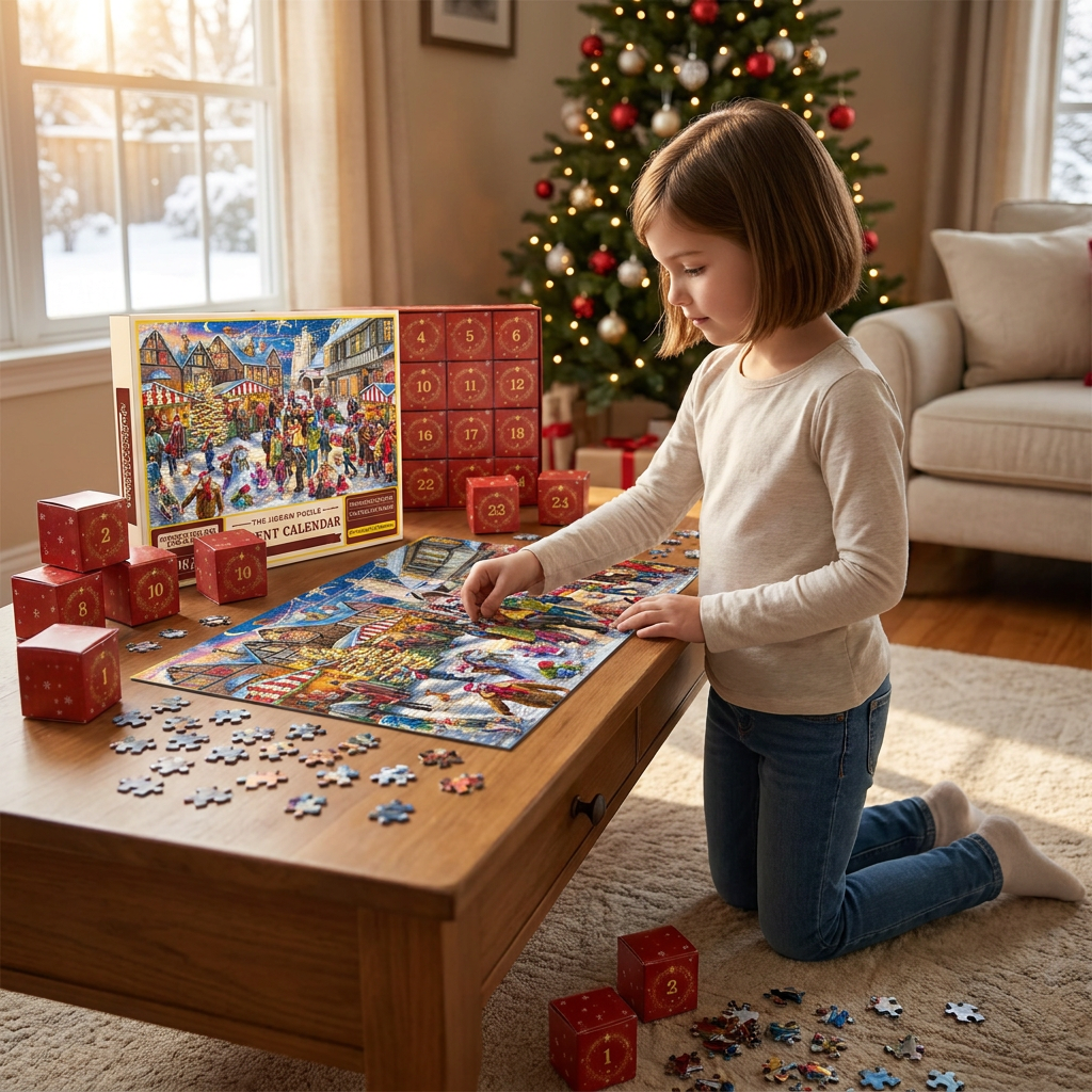 Christmas Jigsaw Puzzle Advent Calendar – 1008-Piece 24-Day Countdown Puzzle Set