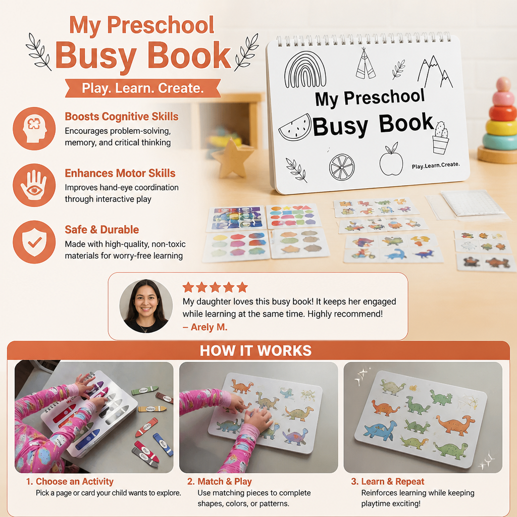 Montessori Busy Book – Reusable Preschool Learning Activity Book