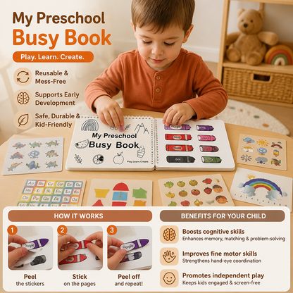 Montessori Busy Book – Reusable Preschool Learning Activity Book