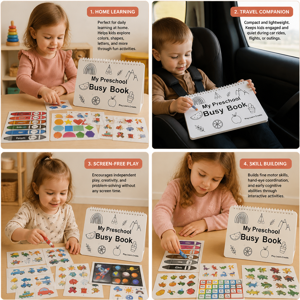 Montessori Busy Book – Reusable Preschool Learning Activity Book