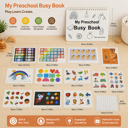 Montessori Busy Book – Reusable Preschool Learning Activity Book